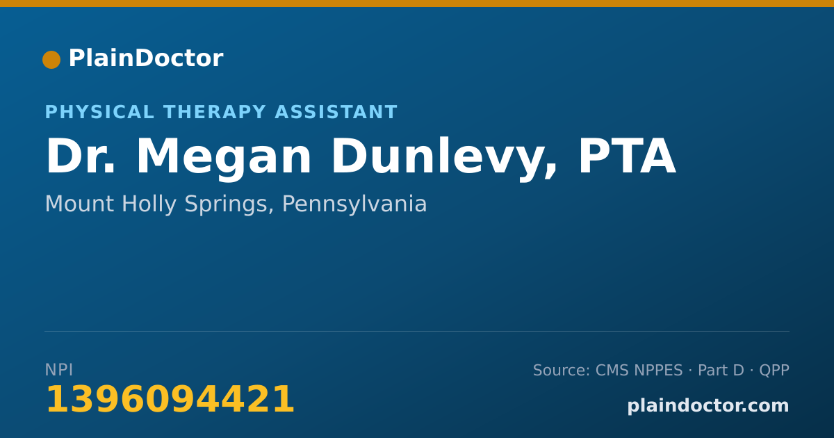 Shareable card for Megan Dunlevy, PTA - Physical Therapy Assistant, Mount Holly Springs, PA