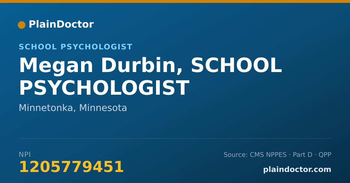 Shareable card for Megan Durbin, SCHOOL PSYCHOLOGIST - School Psychologist, Minnetonka, MN