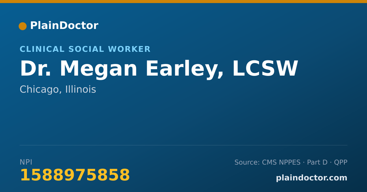 Shareable card for Megan Earley, LCSW - Clinical Social Worker, Chicago, IL