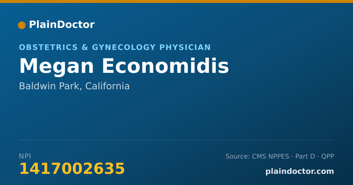 Shareable card for Megan Economidis - Obstetrics & Gynecology Physician, Baldwin Park, CA