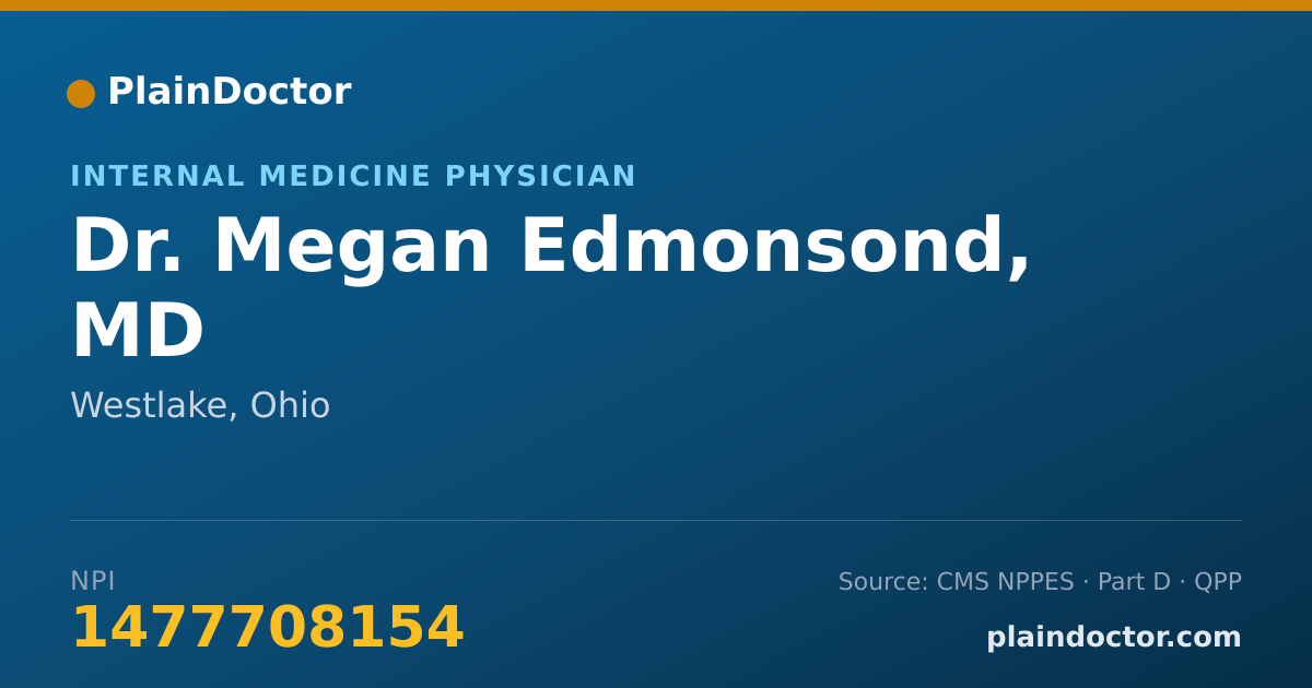 Shareable card for Megan Edmonsond, MD - Internal Medicine Physician, Westlake, OH