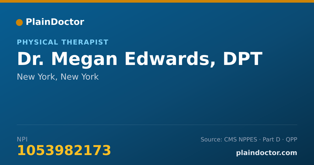 Shareable card for Megan Edwards, DPT - Physical Therapist, New York, NY