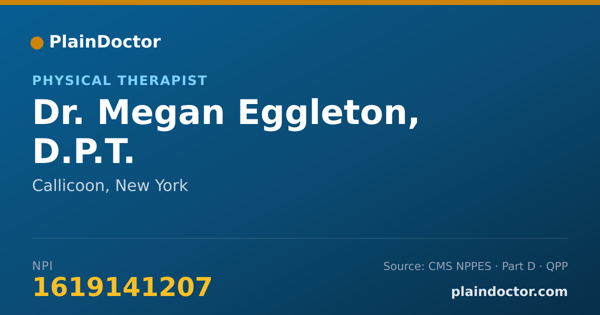 Shareable card for Megan Eggleton, D.P.T. - Physical Therapist, Callicoon, NY