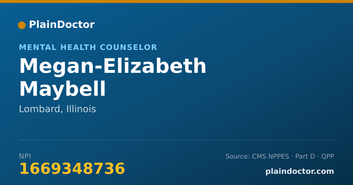 Shareable card for Megan-Elizabeth Maybell - Mental Health Counselor, Lombard, IL