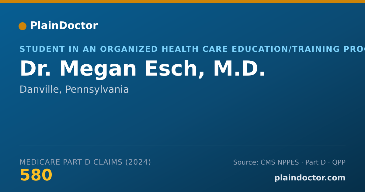 Shareable card for Megan Esch, M.D. - Student in an Organized Health Care Education/Training Program, Danville, PA