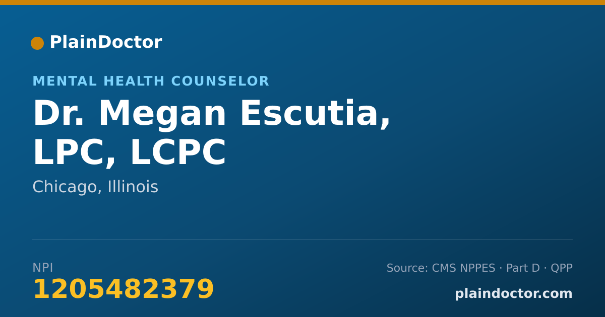 Shareable card for Megan Escutia, LPC, LCPC - Mental Health Counselor, Chicago, IL