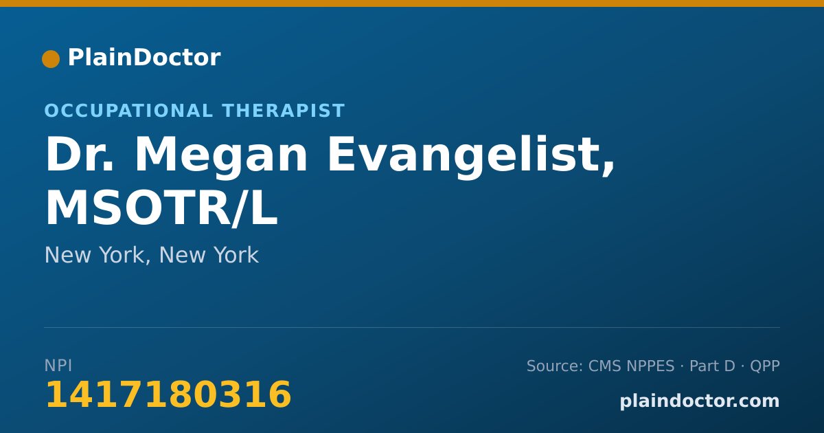 Shareable card for Megan Evangelist, MSOTR/L - Occupational Therapist, New York, NY