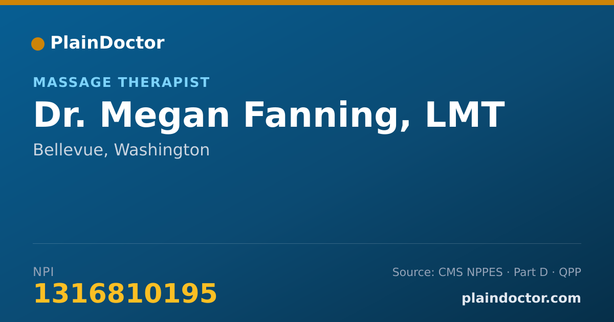 Shareable card for Megan Fanning, LMT - Massage Therapist, Bellevue, WA