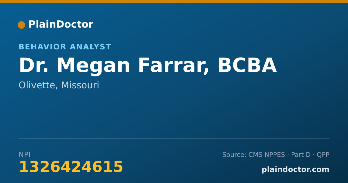 Shareable card for Megan Farrar, BCBA - Behavior Analyst, Olivette, MO