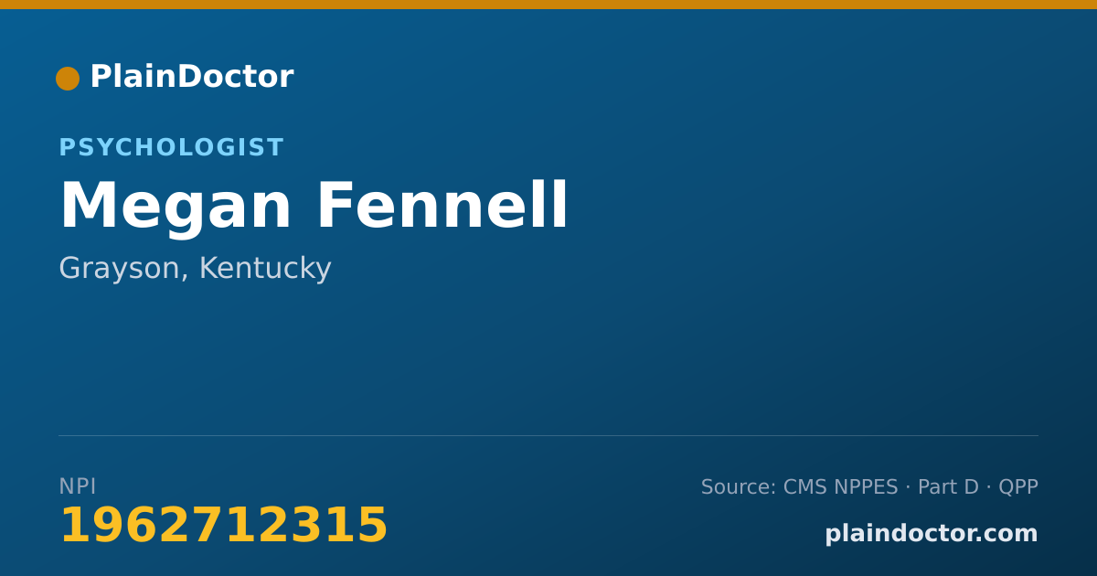 Shareable card for Megan Fennell - Psychologist, Grayson, KY