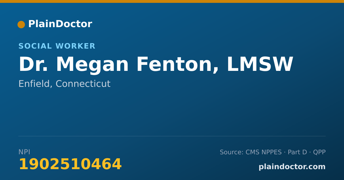 Shareable card for Megan Fenton, LMSW - Social Worker, Enfield, CT