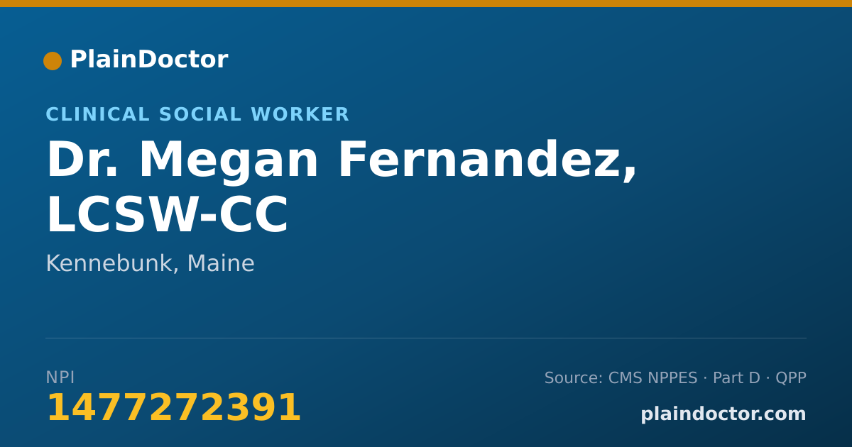 Shareable card for Megan Fernandez, LCSW-CC - Clinical Social Worker, Kennebunk, ME