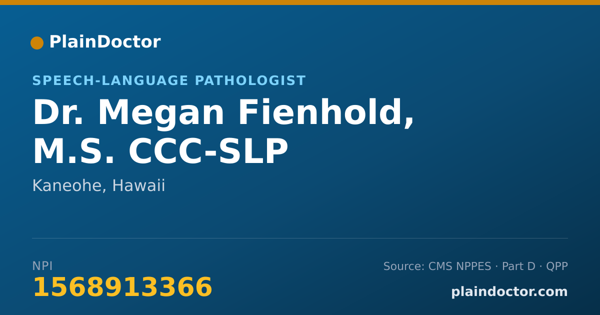 Shareable card for Megan Fienhold, M.S. CCC-SLP - Speech-Language Pathologist, Kaneohe, HI