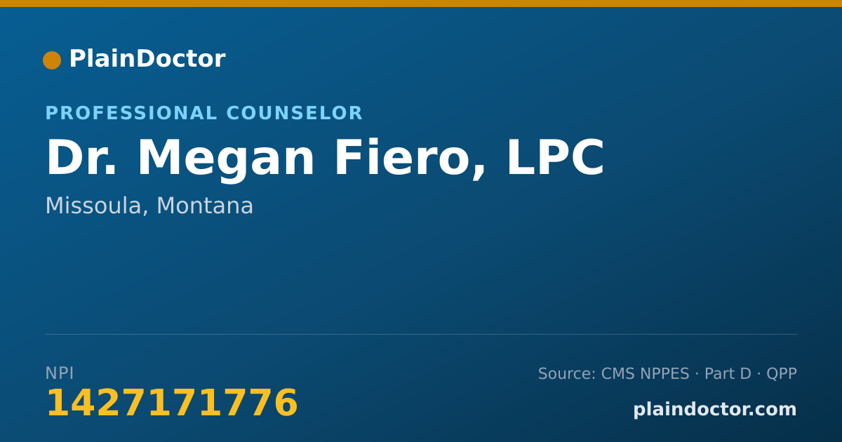 Shareable card for Megan Fiero, LPC - Professional Counselor, Missoula, MT