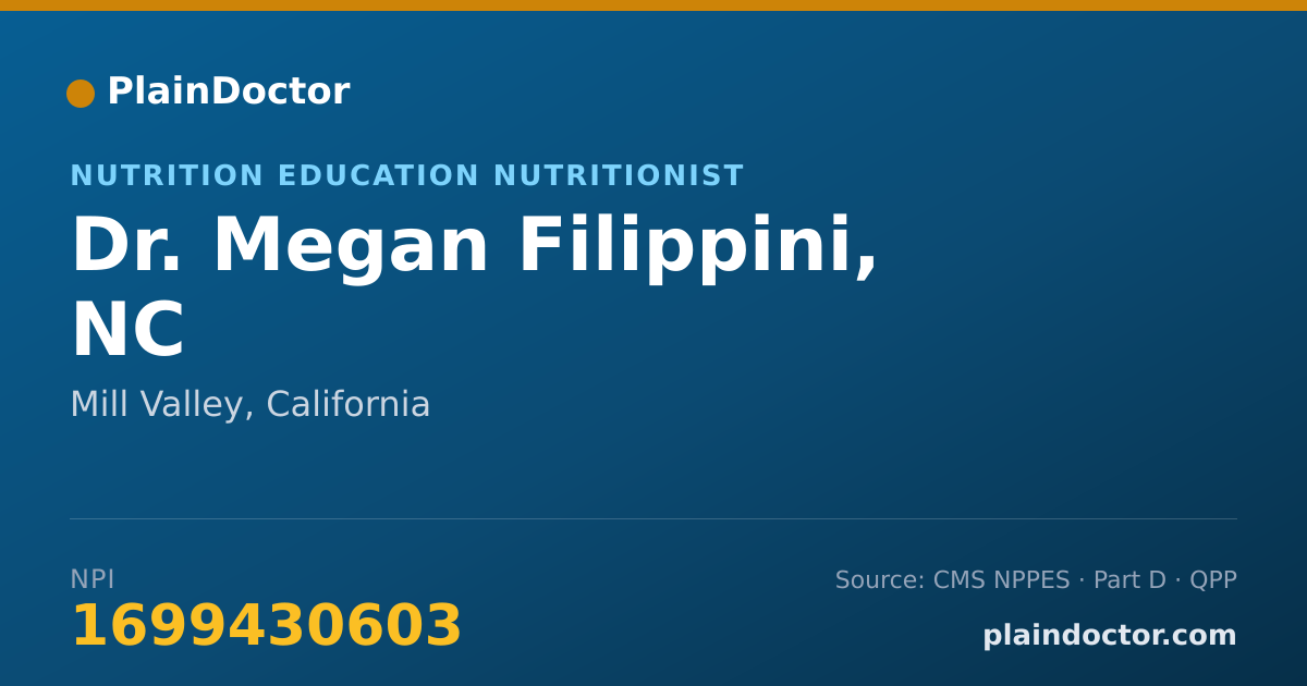 Shareable card for Megan Filippini, NC - Nutrition Education Nutritionist, Mill Valley, CA