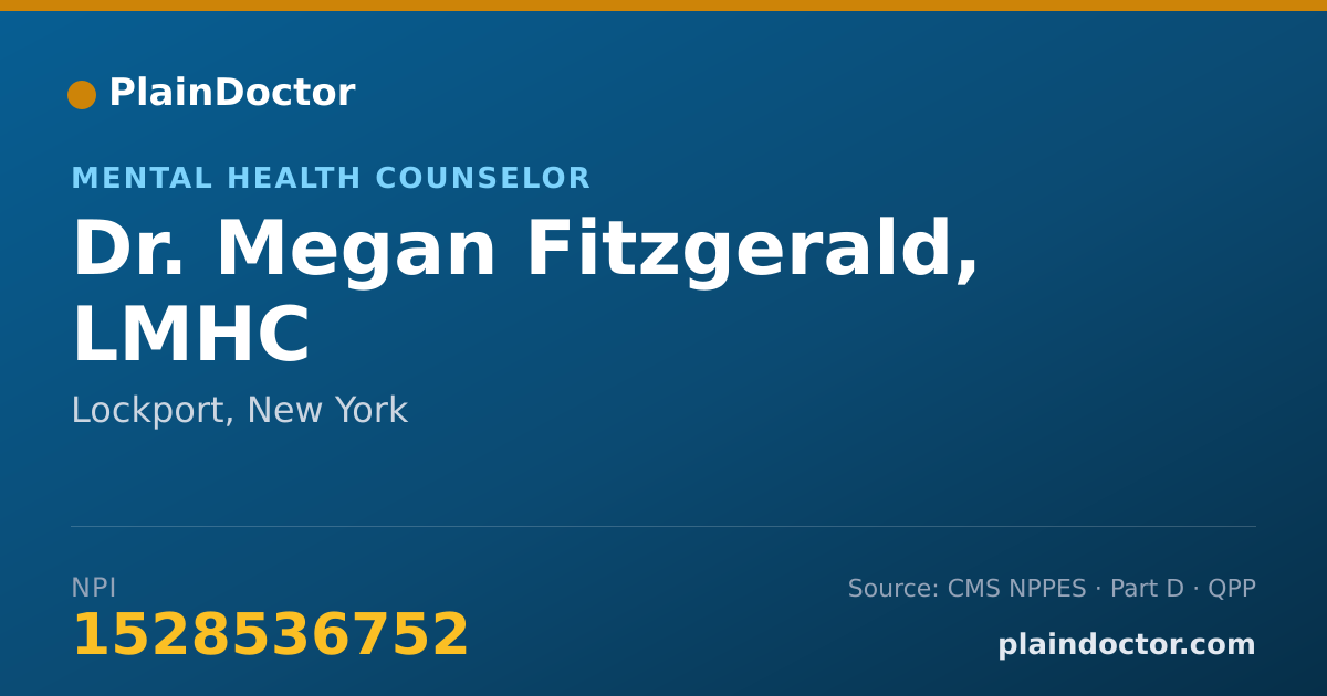 Shareable card for Megan Fitzgerald, LMHC - Mental Health Counselor, Lockport, NY