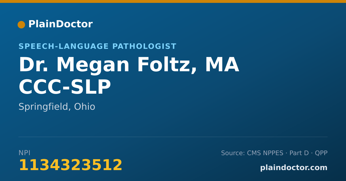 Shareable card for Megan Foltz, MA CCC-SLP - Speech-Language Pathologist, Springfield, OH
