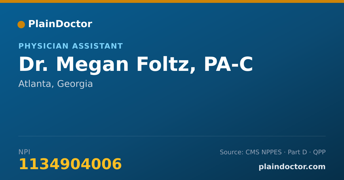 Shareable card for Megan Foltz, PA-C - Physician Assistant, Atlanta, GA