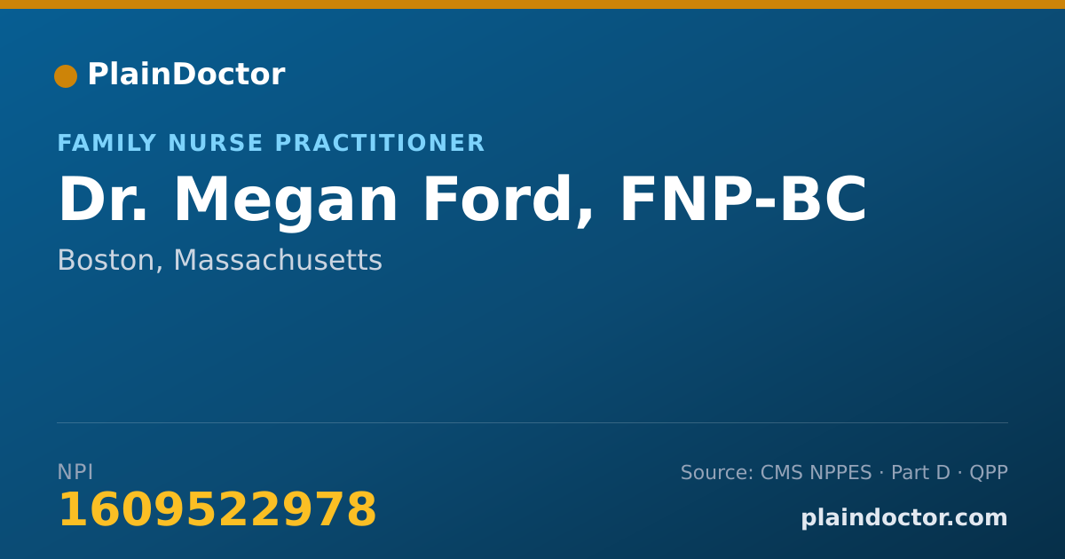 Shareable card for Megan Ford, FNP-BC - Family Nurse Practitioner, Boston, MA