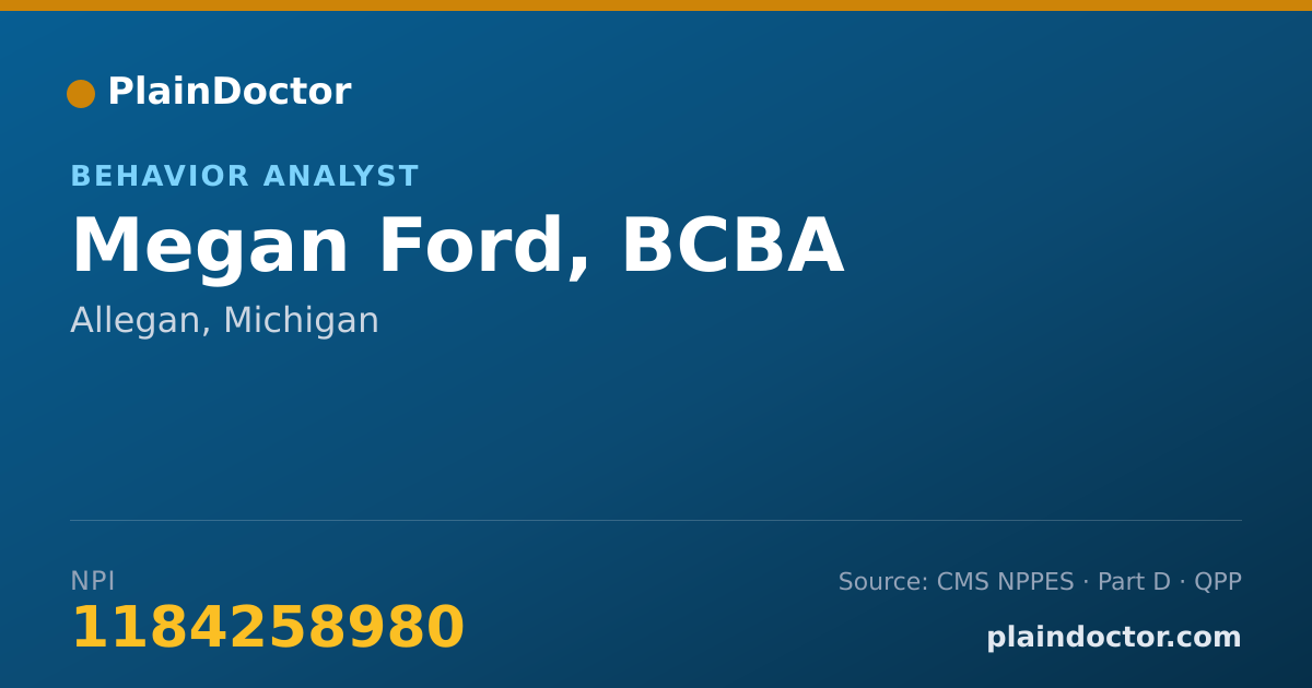Shareable card for Megan Ford, BCBA - Behavior Analyst, Allegan, MI