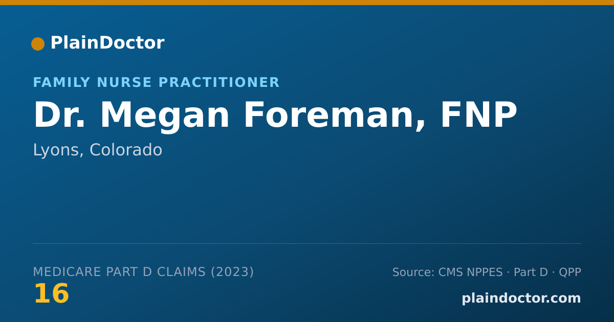 Shareable card for Megan Foreman, FNP - Family Nurse Practitioner, Lyons, CO