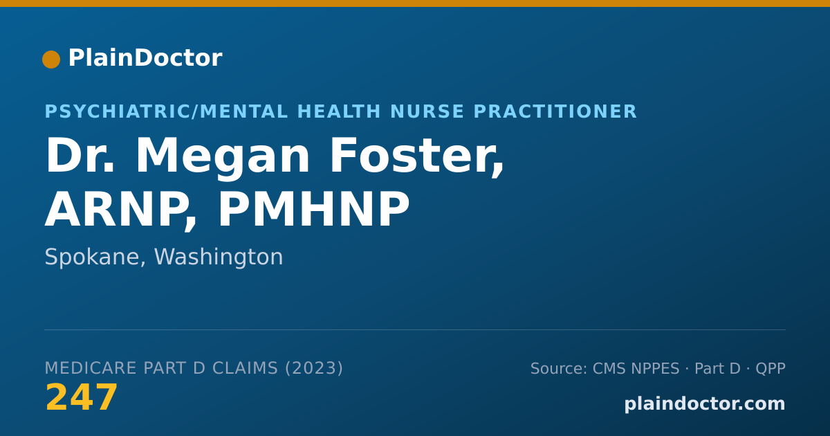 Shareable card for Megan Foster, ARNP, PMHNP - Psychiatric/Mental Health Nurse Practitioner, Spokane, WA