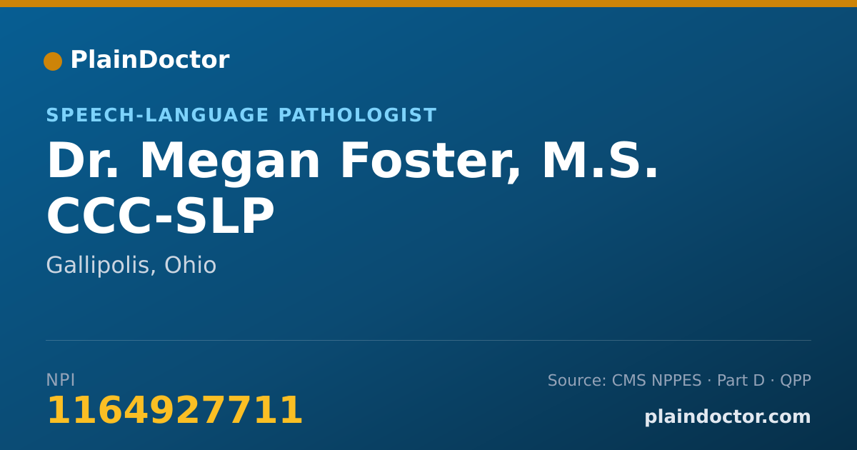 Shareable card for Megan Foster, M.S. CCC-SLP - Speech-Language Pathologist, Gallipolis, OH