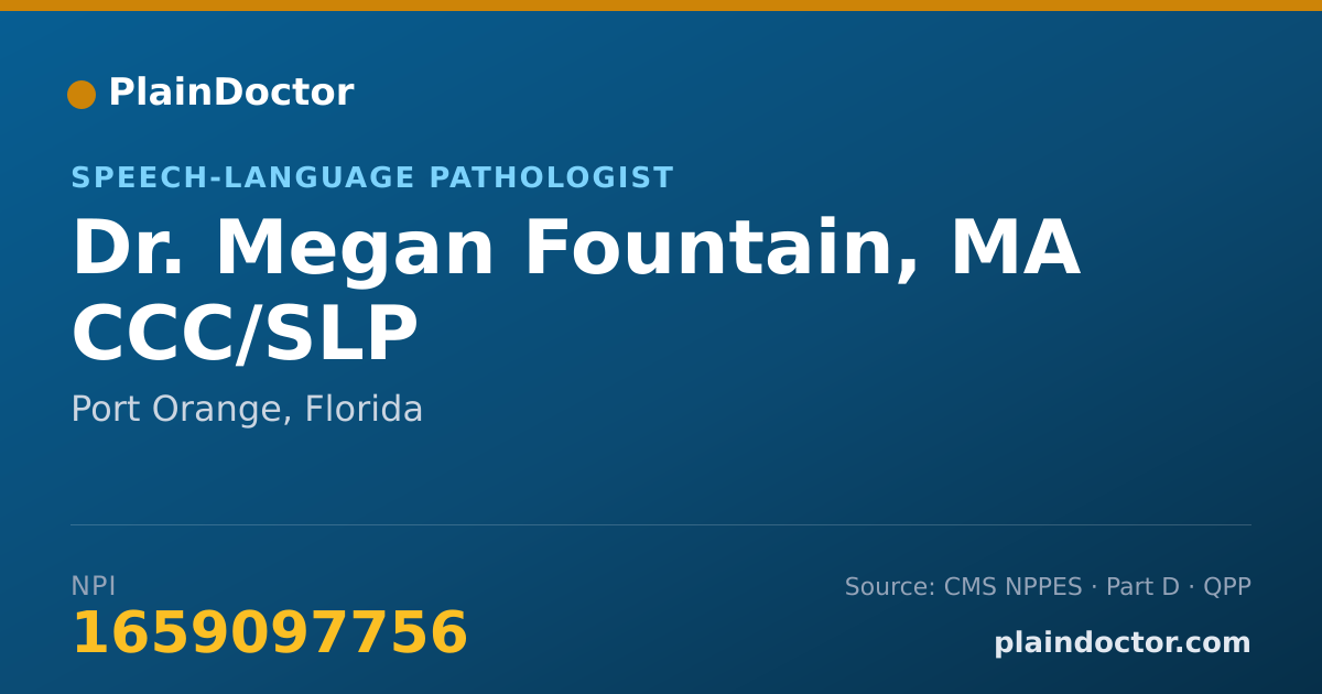 Shareable card for Megan Fountain, MA CCC/SLP - Speech-Language Pathologist, Port Orange, FL