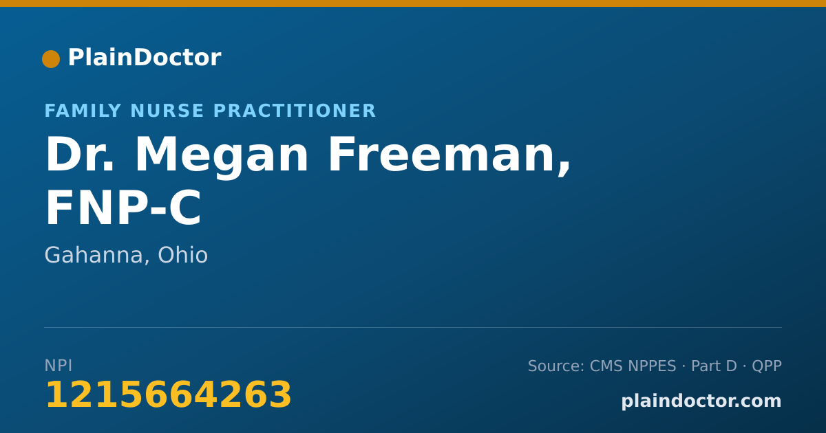 Shareable card for Megan Freeman, FNP-C - Family Nurse Practitioner, Gahanna, OH