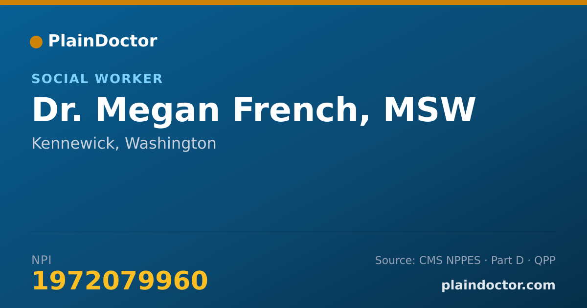 Shareable card for Megan French, MSW - Social Worker, Kennewick, WA