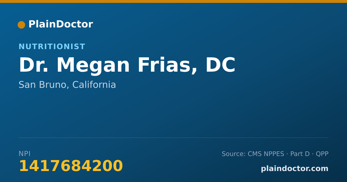 Shareable card for Megan Frias, DC - Nutritionist, San Bruno, CA