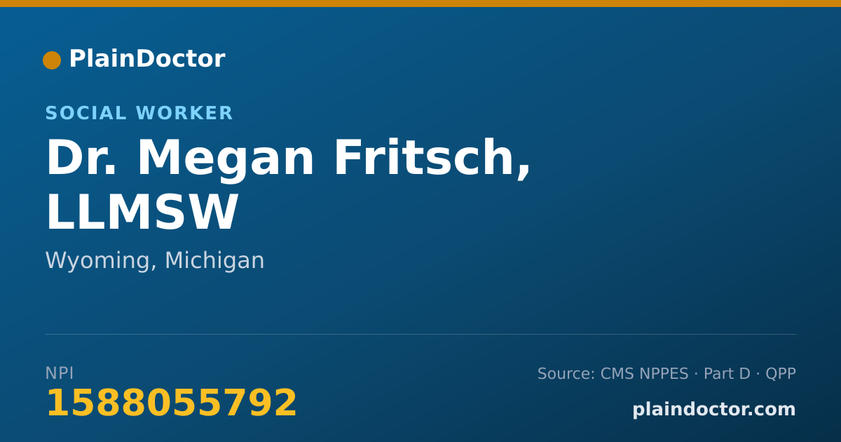 Shareable card for Megan Fritsch, LLMSW - Social Worker, Wyoming, MI