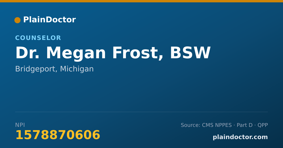 Shareable card for Megan Frost, BSW - Counselor, Bridgeport, MI