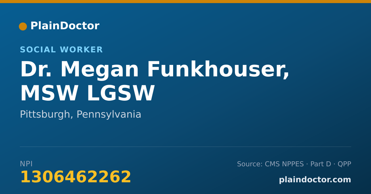 Shareable card for Megan Funkhouser, MSW LGSW - Social Worker, Pittsburgh, PA