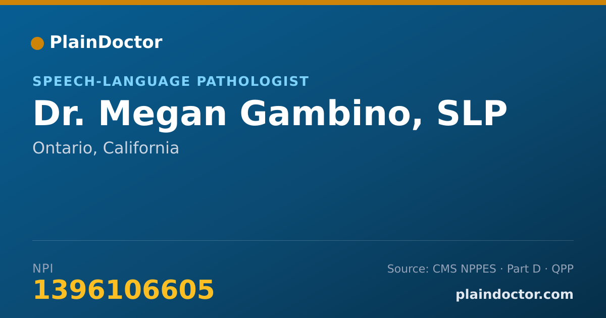 Shareable card for Megan Gambino, SLP - Speech-Language Pathologist, Ontario, CA
