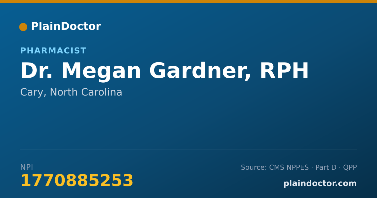 Shareable card for Megan Gardner, RPH - Pharmacist, Cary, NC