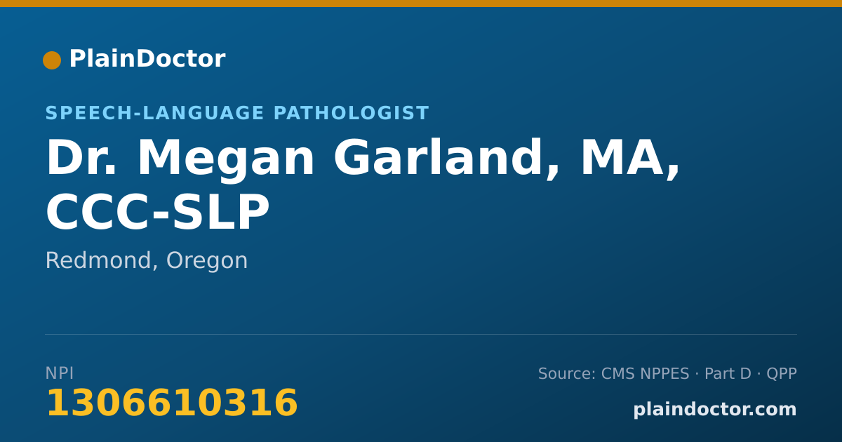 Shareable card for Megan Garland, MA, CCC-SLP - Speech-Language Pathologist, Redmond, OR