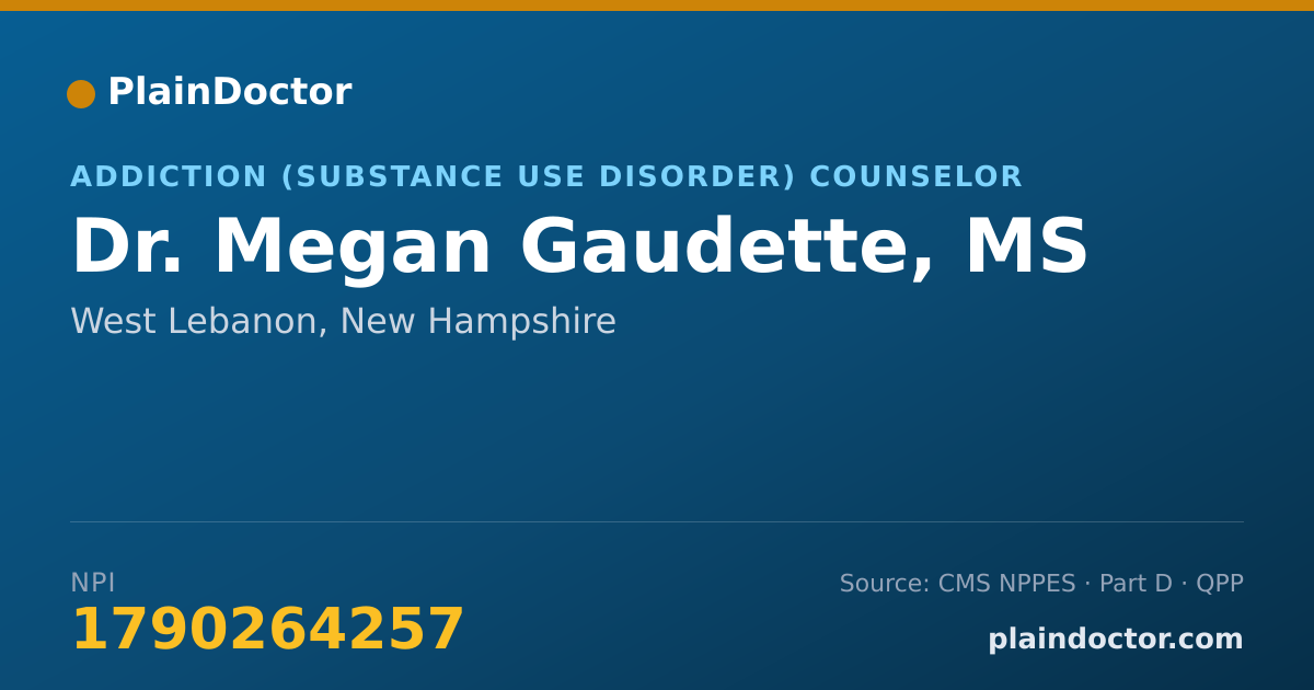 Shareable card for Megan Gaudette, MS - Addiction (Substance Use Disorder) Counselor, West Lebanon, NH