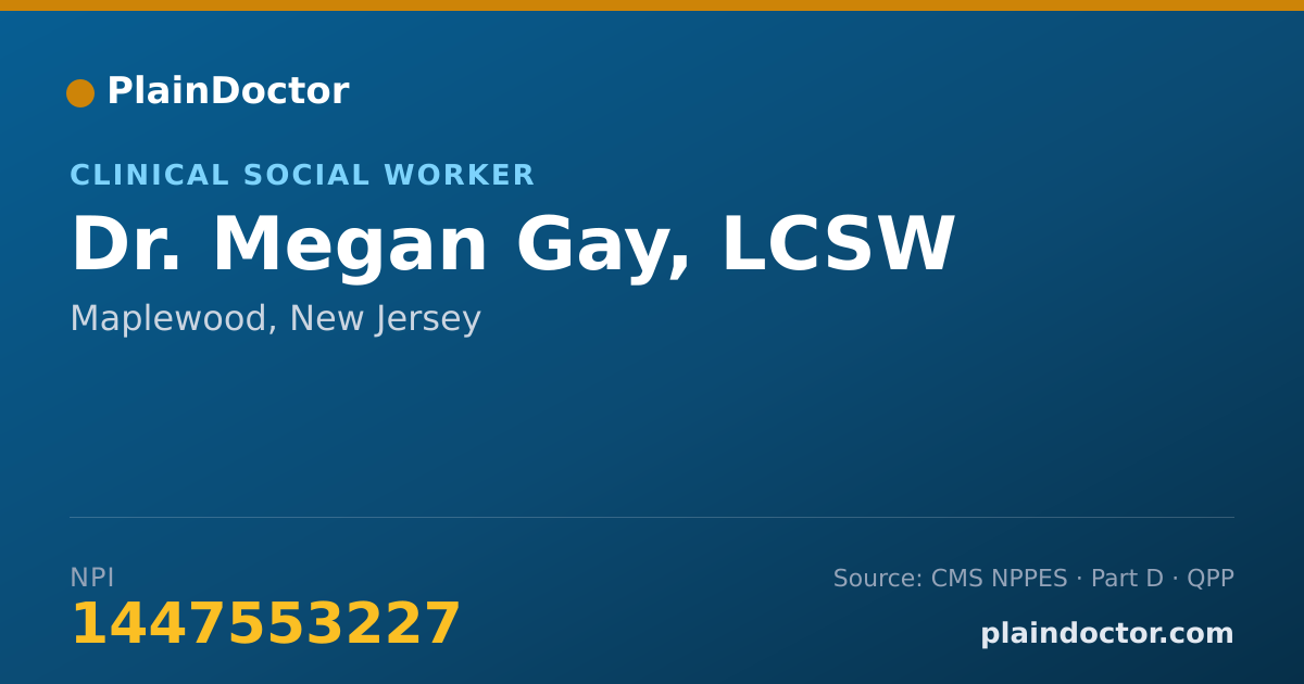 Shareable card for Megan Gay, LCSW - Clinical Social Worker, Maplewood, NJ