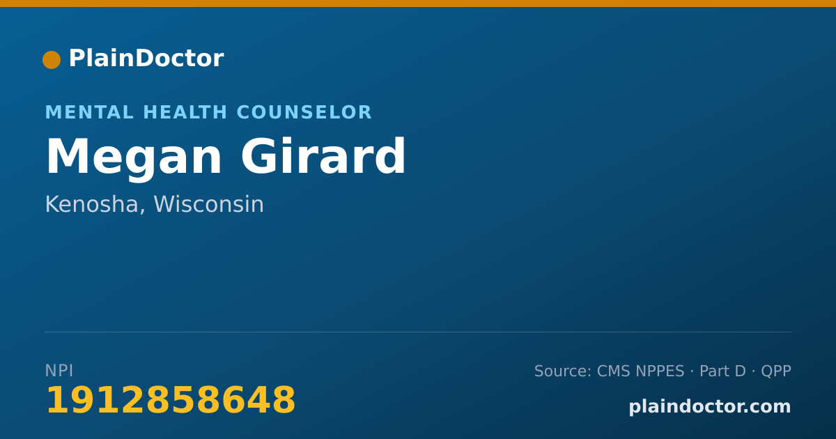 Shareable card for Megan Girard - Mental Health Counselor, Kenosha, WI