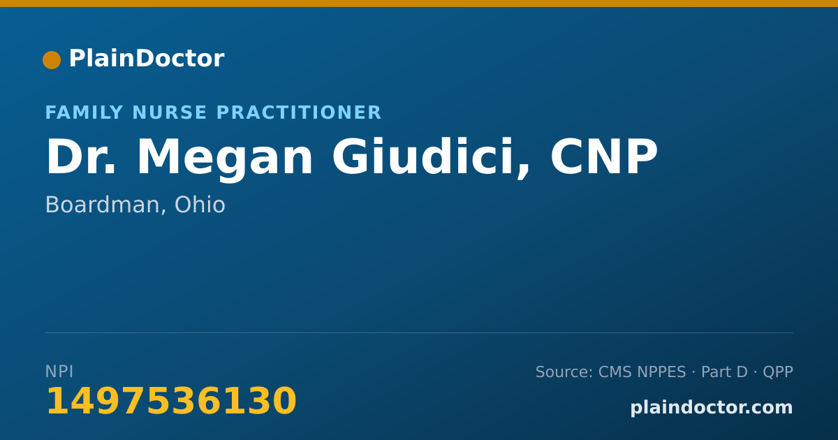 Shareable card for Megan Giudici, CNP - Family Nurse Practitioner, Boardman, OH