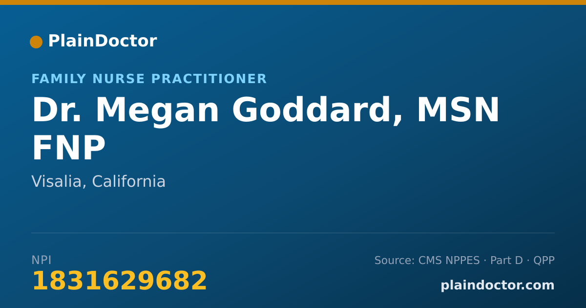 Shareable card for Megan Goddard, MSN FNP - Family Nurse Practitioner, Visalia, CA