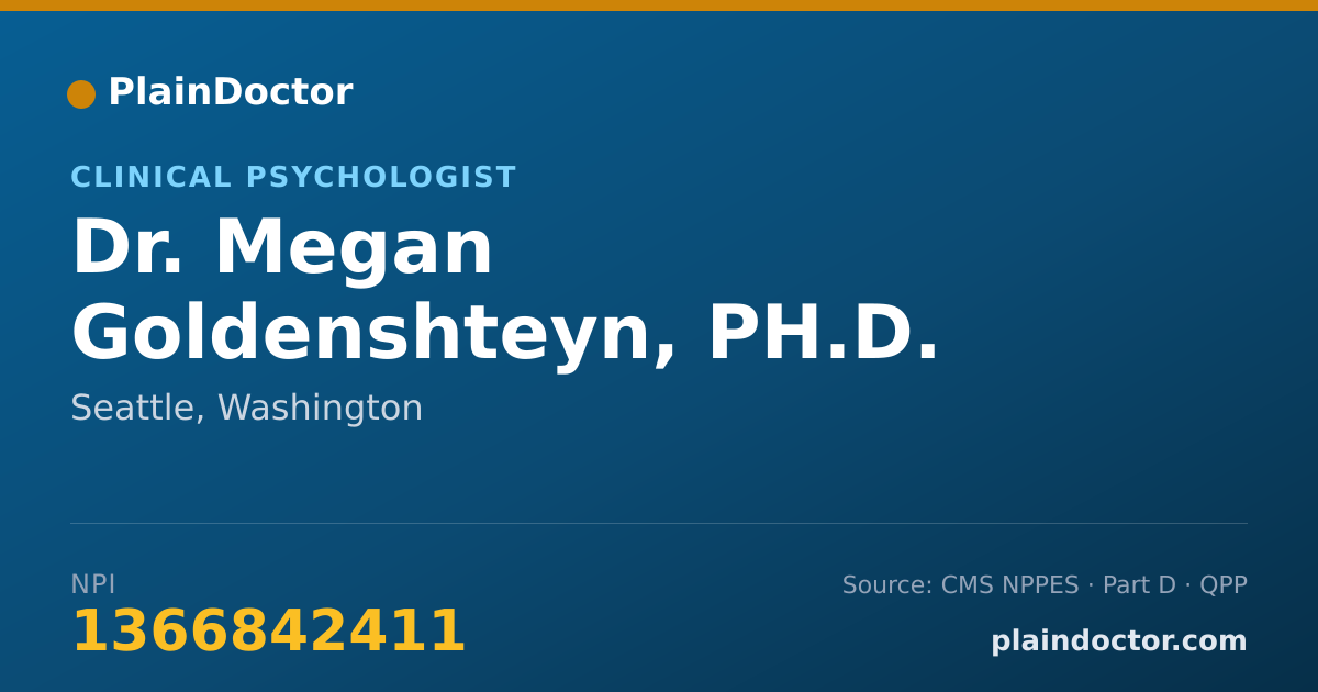 Shareable card for Megan Goldenshteyn, PH.D. - Clinical Psychologist, Seattle, WA