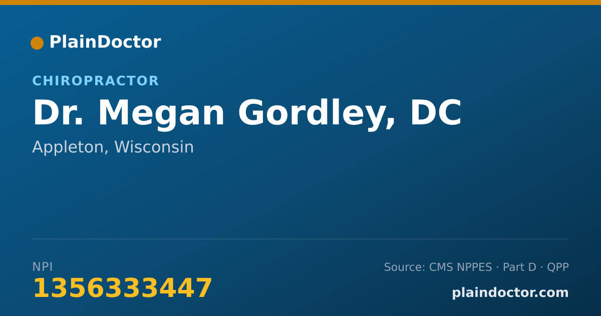 Shareable card for Megan Gordley, DC - Chiropractor, Appleton, WI