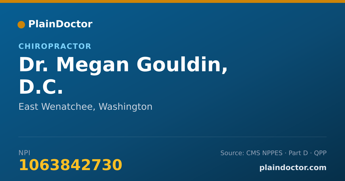 Shareable card for Megan Gouldin, D.C. - Chiropractor, East Wenatchee, WA