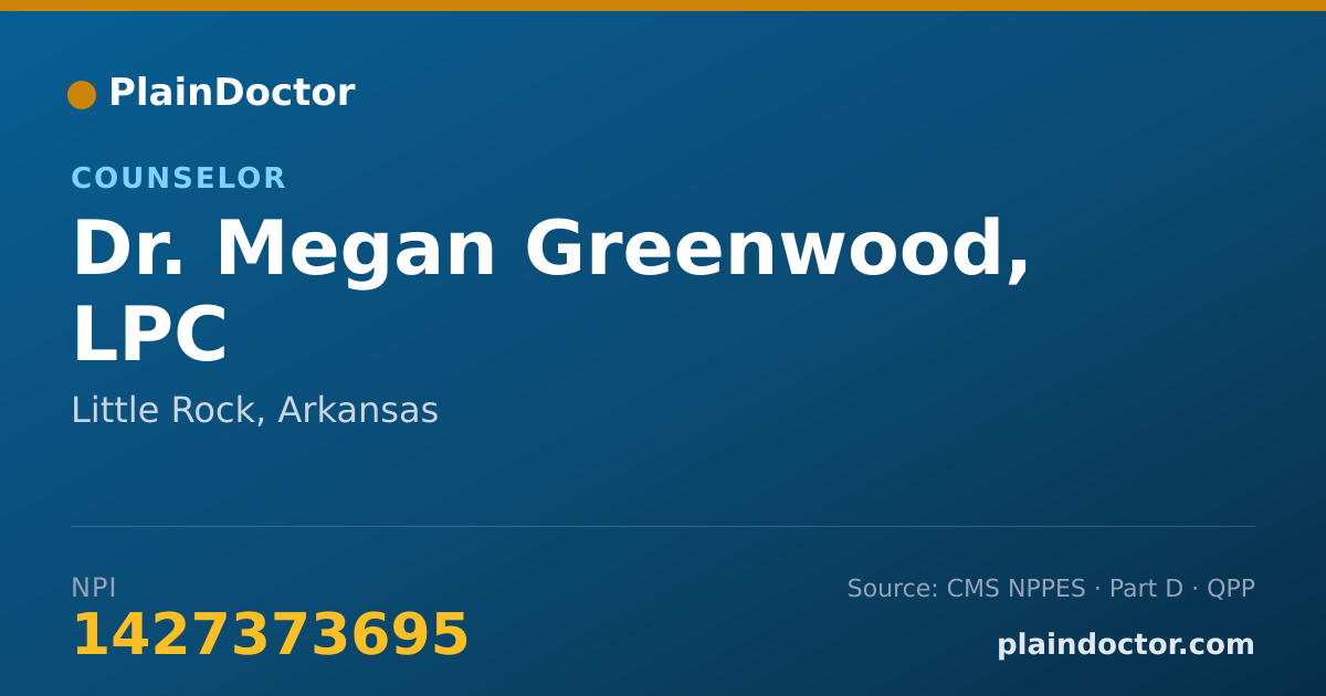 Shareable card for Megan Greenwood, LPC - Counselor, Little Rock, AR