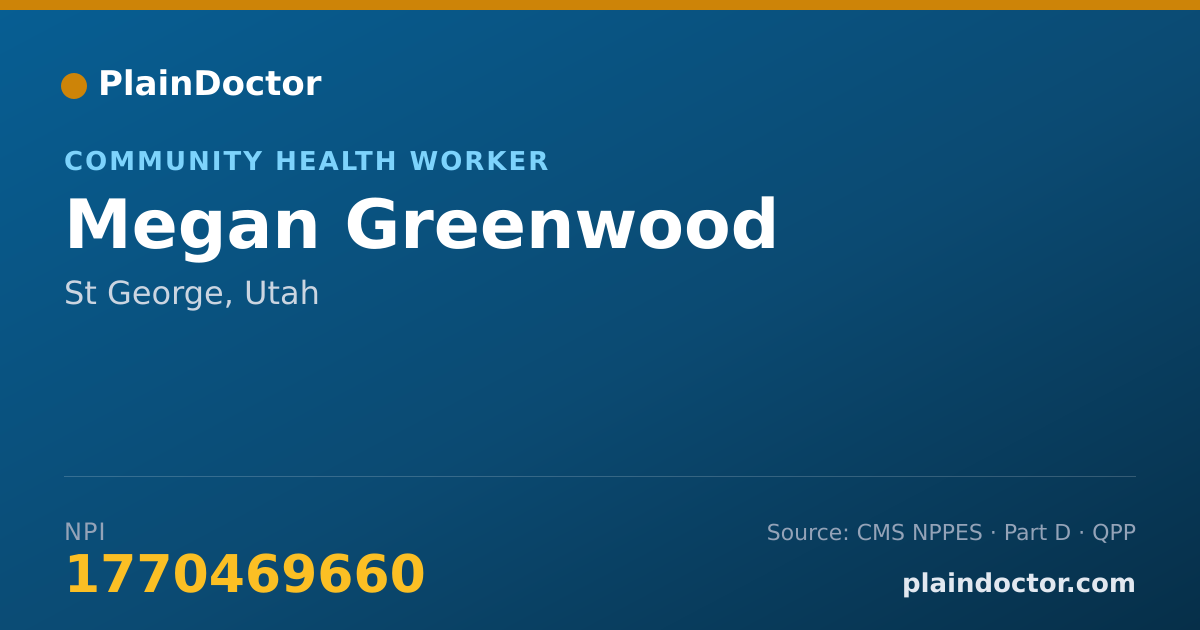 Shareable card for Megan Greenwood - Community Health Worker, St George, UT