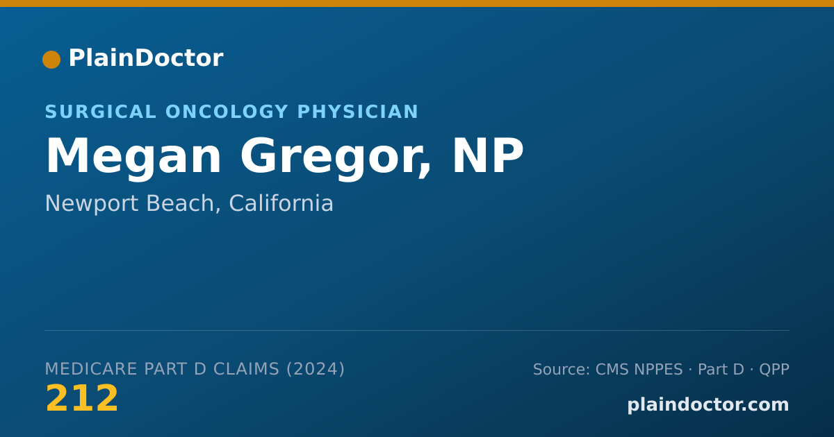 Shareable card for Megan Gregor, NP - Surgical Oncology Physician, Newport Beach, CA