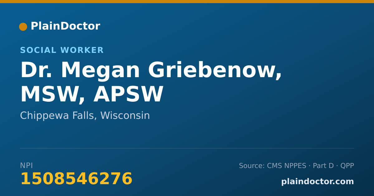 Shareable card for Megan Griebenow, MSW, APSW - Social Worker, Chippewa Falls, WI