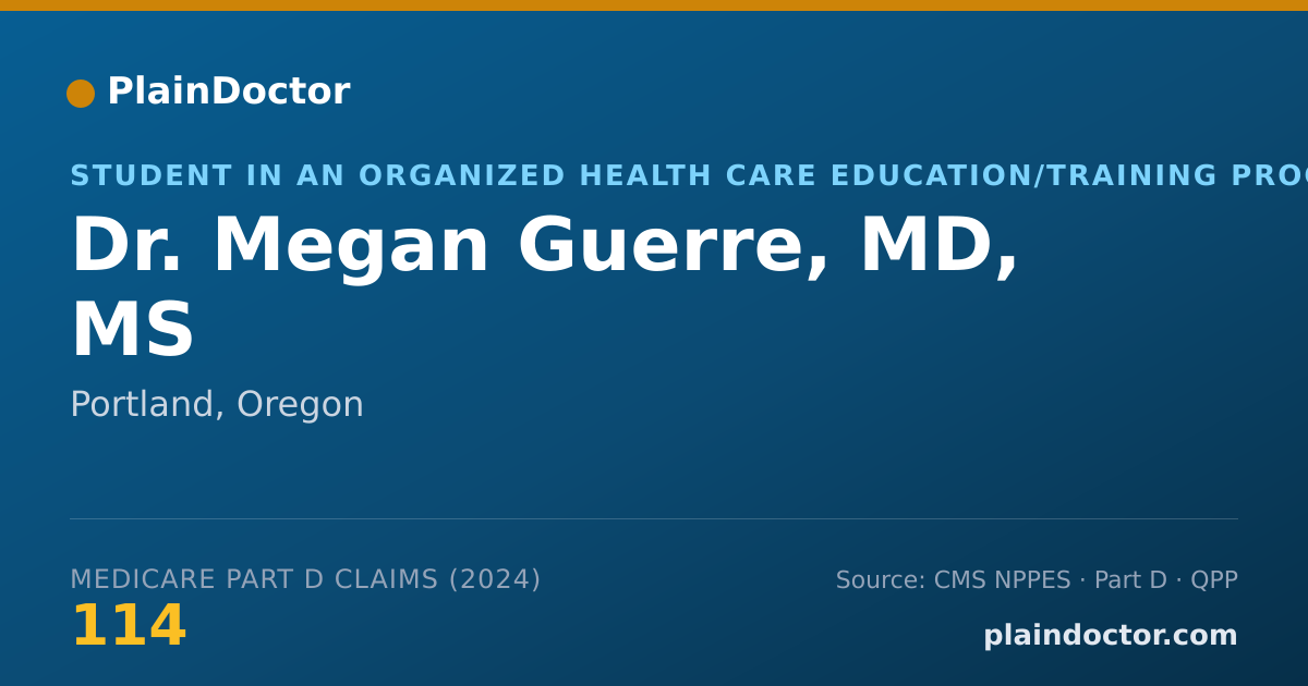 Shareable card for Megan Guerre, MD, MS - Student in an Organized Health Care Education/Training Program, Portland, OR